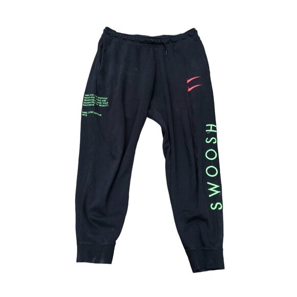 Nike Fleece Sweatpants NSW Double Swoosh Logo Joggers Large - Picture 2 of 6